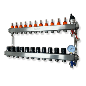 Komfort+ 11 Port Underfloor Heating Manifold C/W Pressure Gauge, AAV and Drain Valves