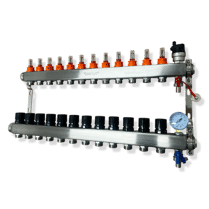 Komfort+ 12 Port Underfloor Heating Manifold C/W Pressure Gauge, AAV and Drain Valves