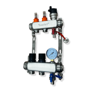 Komfort+ 2 Port Underfloor Heating Manifold C/W Pressure Gauge, AAV and Drain Valves