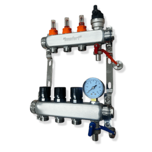 Komfort+ 3 Port Underfloor Heating Manifold C/W Pressure Gauge, AAV and Drain Valves