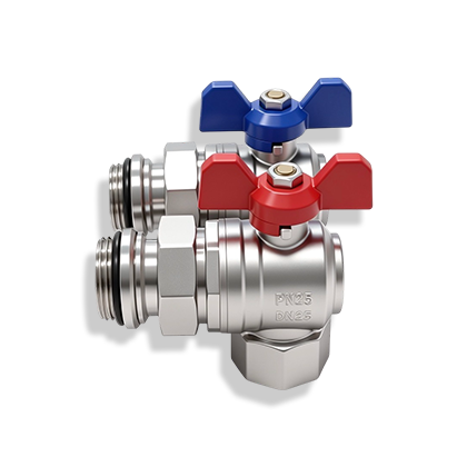 Komfort 1" Angled Manifold Isolation Ball Valves (Pair)
