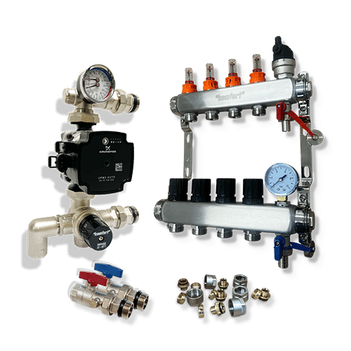 Underfloor Heating Manifold and Pump - 4 Port UFH Manifold Grundfos Pump Control Pack