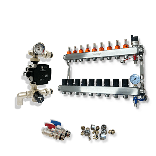 Underfloor Heating Manifold and Pump - 9 Port UFH Manifold Grundfos Pump Control Pack